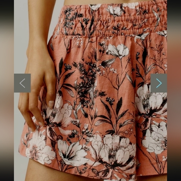 Anthropologie Floral High Waist Shorts in Coral Somerset Shorts: Linen Edition - Picture 5 of 5